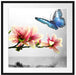 Schmetterling mit Magnolien-Blüte Passepartout Quadratisch 70x70
