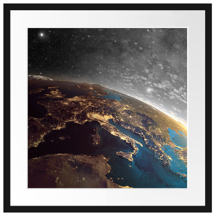 Erde im Weltall Passepartout Quadratisch 55x55