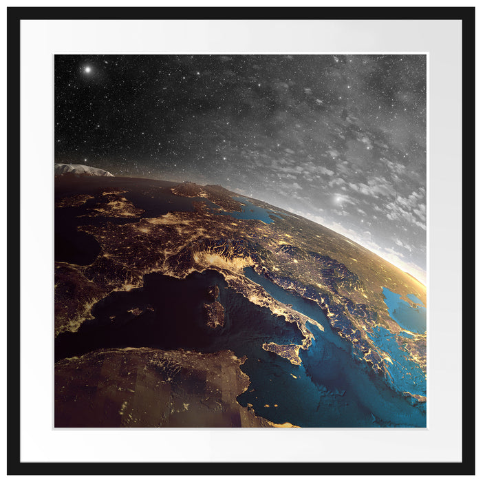 Erde im Weltall Passepartout Quadratisch 70x70