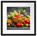 Frisches Obst und Gemüse im Korb Passepartout Quadratisch 40x40
