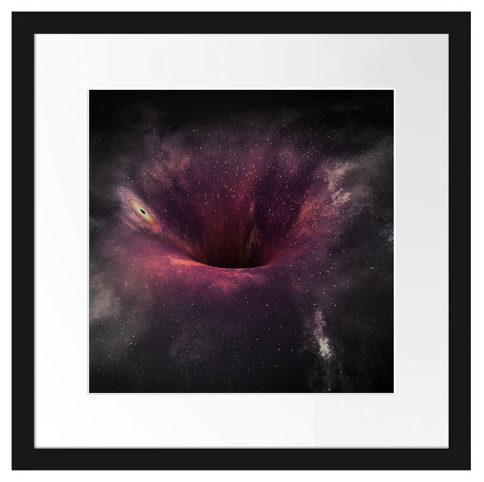 Schwarzes Loch im Weltall Passepartout Quadratisch 40x40