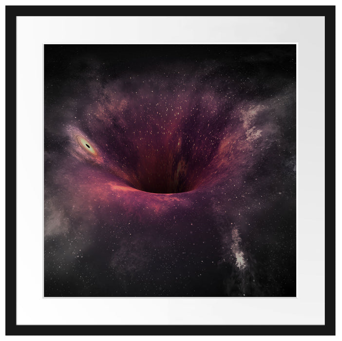 Schwarzes Loch im Weltall Passepartout Quadratisch 55x55