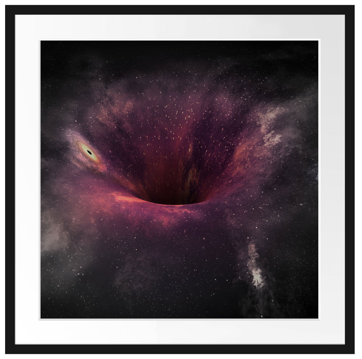 Schwarzes Loch im Weltall Passepartout Quadratisch 70x70