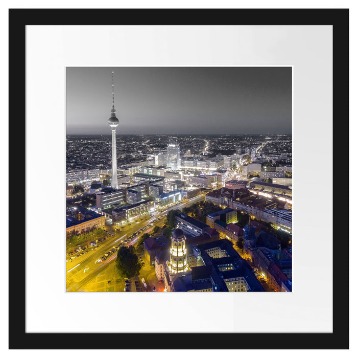 Berlin City Panorama Passepartout Quadratisch 40x40