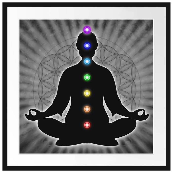 Meditation mit den 7 Chakren Passepartout Quadratisch 70x70