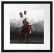 Samurai Krieger auf einem Pferd Passepartout Quadratisch 40x40