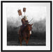 Samurai Krieger auf einem Pferd Passepartout Quadratisch 55x55