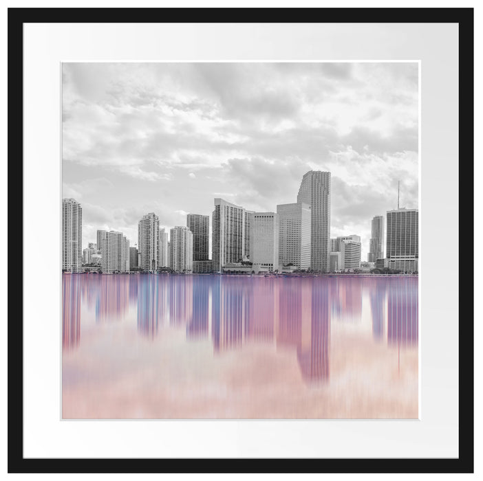 Miami Florida Skyline Passepartout Quadratisch 55x55