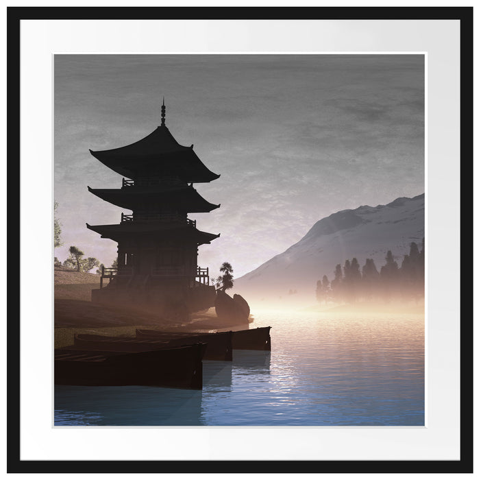 Chinesisches Haus Passepartout Quadratisch 70x70