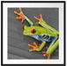 kleiner grüner Frosch auf Blatt Passepartout Quadratisch 70x70