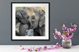 Elefantenmutter mit Kalb Quadratisch Passepartout Dekovorschlag