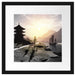 asiatischer Tempel an Fluss Passepartout Quadratisch 40x40