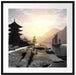 asiatischer Tempel an Fluss Passepartout Quadratisch 70x70