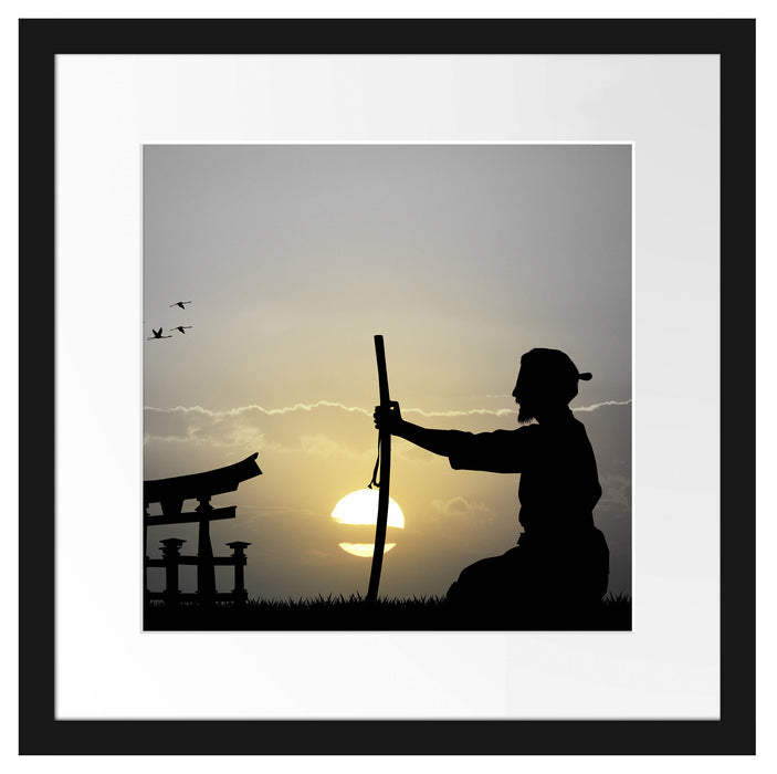 Samurai-Meister vor Horizont Passepartout Quadratisch 40x40