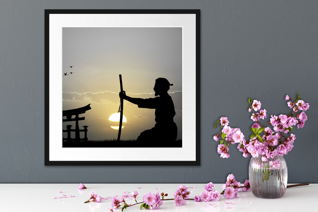 Samurai-Meister vor Horizont Quadratisch Passepartout Dekovorschlag