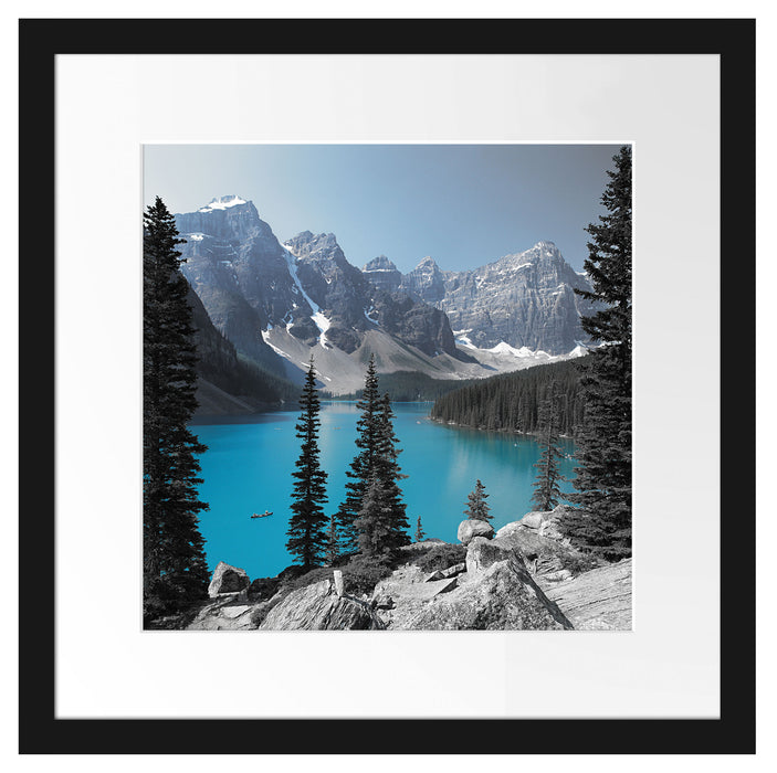 Moraine Lake kanadische Berge Passepartout Quadratisch 40x40