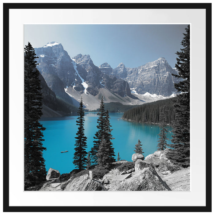 Moraine Lake kanadische Berge Passepartout Quadratisch 70x70