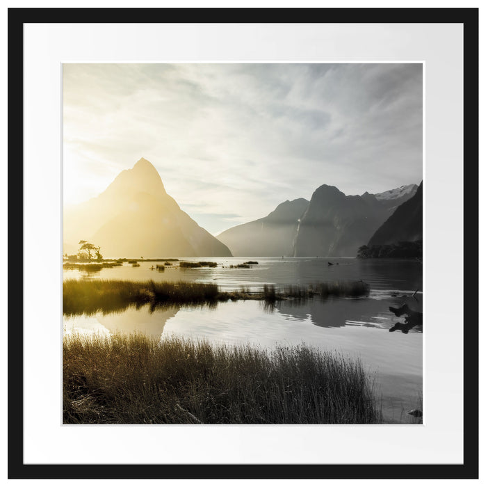 Milford Sound Neuseeland Passepartout Quadratisch 55x55