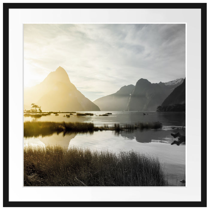 Milford Sound Neuseeland Passepartout Quadratisch 70x70