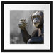 Aufmerksamer Schimpanse Passepartout Quadratisch 40x40