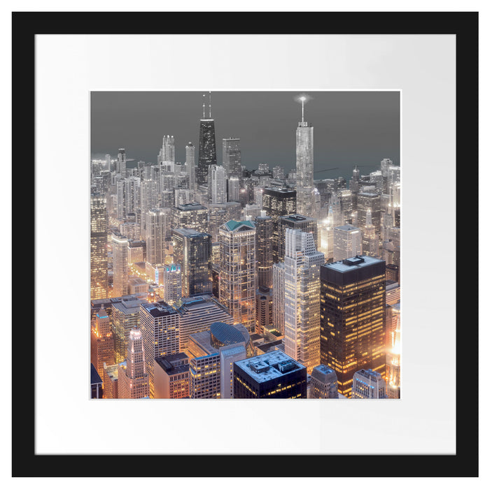 Luftaufnahme Chicago Passepartout Quadratisch 40x40