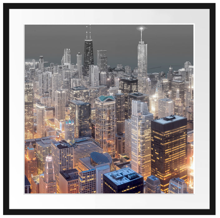 Luftaufnahme Chicago Passepartout Quadratisch 70x70