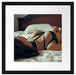 Frau in erotischen Dessous auf Bett Passepartout Quadratisch 40