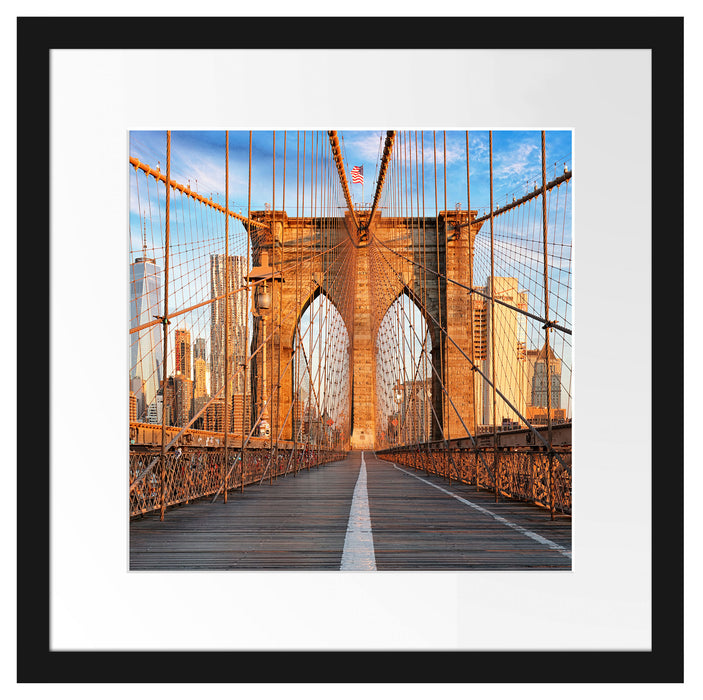 Leere Brooklyn Bridge in New York City Passepartout Quadratisch 40