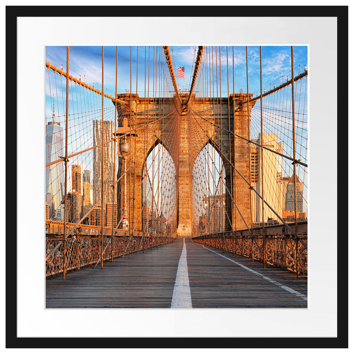 Leere Brooklyn Bridge in New York City Passepartout Quadratisch 55
