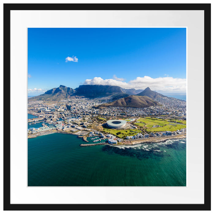 Luftaufnahme von Kapstadt Passepartout Quadratisch 55