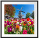 Holländisches Tulpenmeer vor Windmühle Passepartout Quadratisch 70