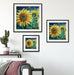Sonnenblumen vor blauem Hintergrund Passepartout Wohnzimmer Quadratisch