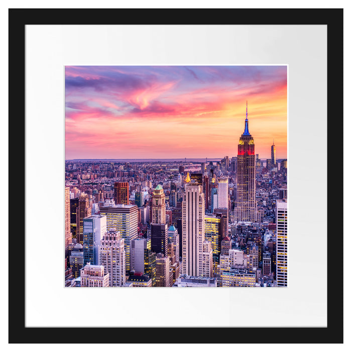 New York City bei Sonnenuntergang Passepartout Quadratisch 40