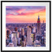 New York City bei Sonnenuntergang Passepartout Quadratisch 70