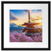 Japanischer Tempel zwischen Kirschblüten Passepartout Quadratisch 40