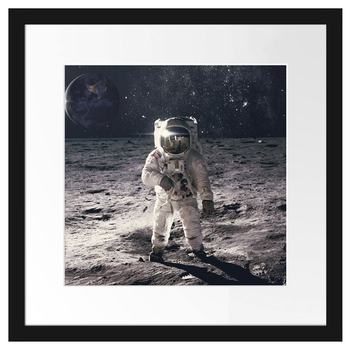Einsamer Astronaut auf dem Mond Passepartout Quadratisch 40