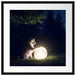 Hund mit leuchtendem Mond bei Nacht Passepartout Quadratisch 55