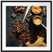 Kaffeebohnen und Schokolade von oben Passepartout Quadratisch 70