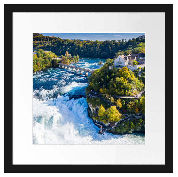 Panorama vom Rheinfall in der Schweiz Passepartout Quadratisch 40