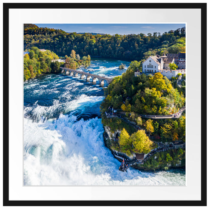 Panorama vom Rheinfall in der Schweiz Passepartout Quadratisch 70