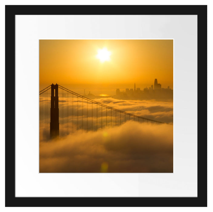 Golden Gate Bridge im Sonnenaufgang Passepartout Quadratisch 40