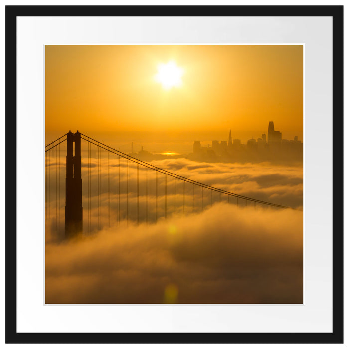Golden Gate Bridge im Sonnenaufgang Passepartout Quadratisch 55