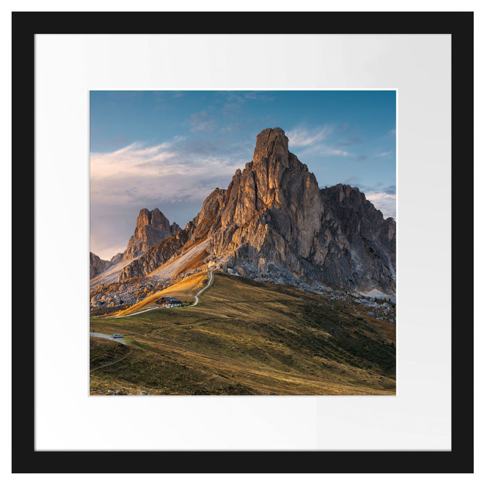 Dolomiten im Sonnenuntergang Passepartout Quadratisch 40