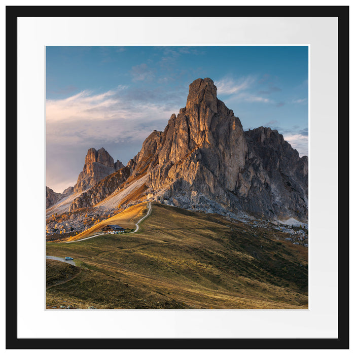 Dolomiten im Sonnenuntergang Passepartout Quadratisch 55