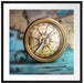 Alter Kompass auf Weltkarte Passepartout Quadratisch 70