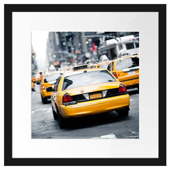 Gelbe Taxis am Times Square in New York Passepartout Quadratisch 40