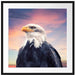 Weisskopfseeadler im Sonnenuntergang Passepartout Quadratisch 70