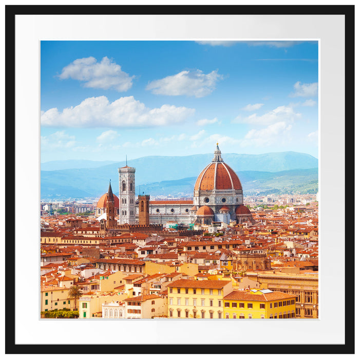 Panoramablick über die Dächer von Florenz Passepartout Quadratisch 70