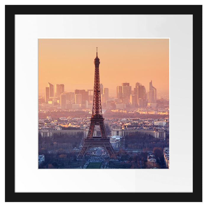 Panorama Eiffelturm bei Sonnenuntergang Passepartout Quadratisch 40
