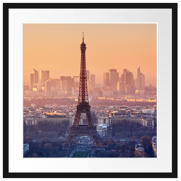 Panorama Eiffelturm bei Sonnenuntergang Passepartout Quadratisch 55
